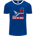 Emergency Save My Bike Motorcycle Biker Mens Ringer T-Shirt FotL Royal Blue/White