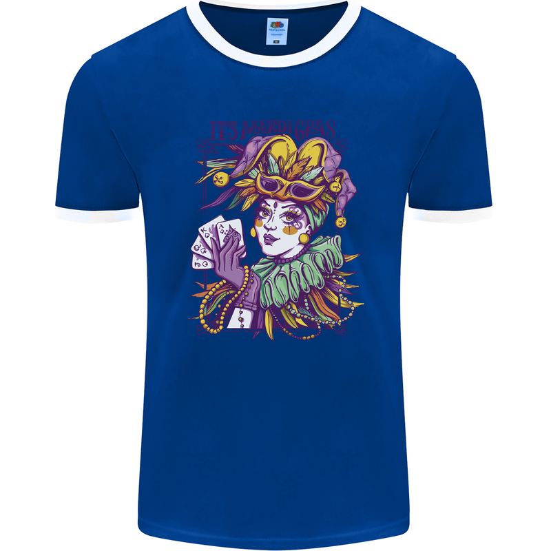 Carnival Its Mardi Gras Mens Ringer T-Shirt FotL Royal Blue/White