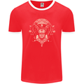 Ancient Mayan Aztec Tiger Art Tattoo Tribal Mens Ringer T-Shirt FotL Red/White