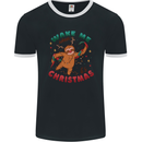 Sloth Wake Me Up When It's Christmas Mens Ringer T-Shirt FotL Black/White
