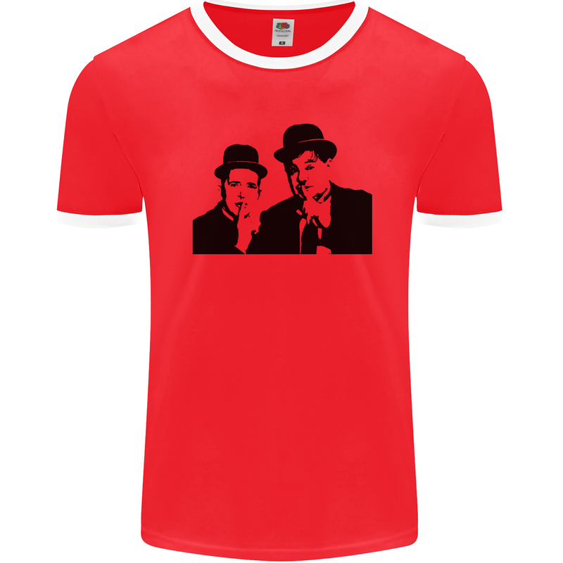 Dick and Doof Aka Laurel & Hardy Mens Ringer T-Shirt FotL Red/White