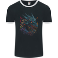 Mythical Dragon Fantasy Mens Ringer T-Shirt FotL Black/White