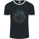 Mythical Dragon Fantasy Mens Ringer T-Shirt FotL Black/White