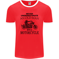 Old Man With a Motorcyle Biker Motorcycle Mens Ringer T-Shirt FotL Red/White