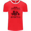 Old Man With a Motorcyle Biker Motorcycle Mens Ringer T-Shirt FotL Red/White