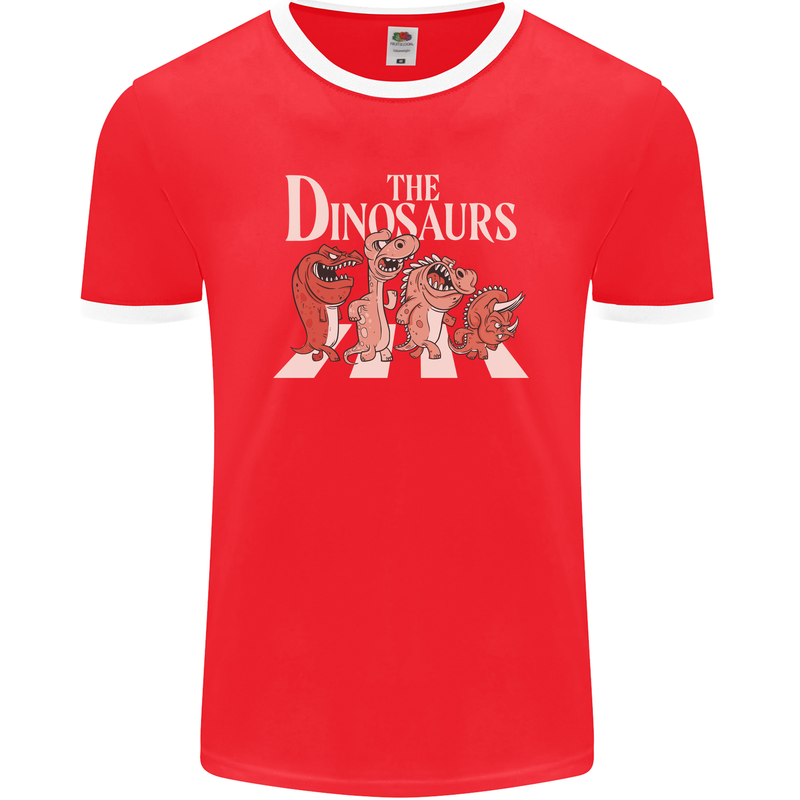 The Dinosaurs Funny T-Rex Music Parody Mens Ringer T-Shirt FotL Red/White