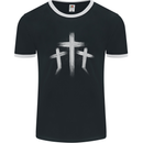 Three Gothic Crosses Grunge Mens Ringer T-Shirt FotL Black/White