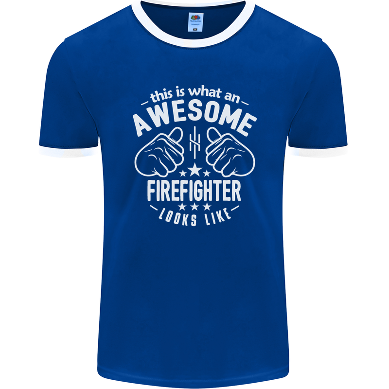 An Awesome Firefighter Looks Like Mens Ringer T-Shirt FotL Royal Blue/White