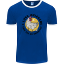 Chickens Poo My Breakfast Funny Food Eggs Mens Ringer T-Shirt FotL Royal Blue/White