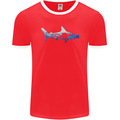 Hammerhead Shark Scuba Diver Diving Mens Ringer T-Shirt FotL Red/White