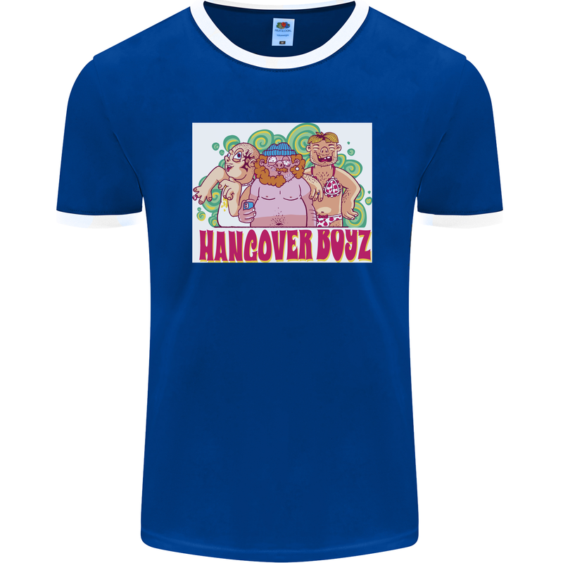 Hangover Boyz Stag Do Doo Funny Beer Mens Ringer T-Shirt FotL Royal Blue/White