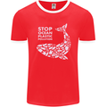 Stop Ocean Plastic Pollution Climate Change Mens Ringer T-Shirt FotL Red/White