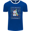 Hippo Christmas Funny Hippopotamus Mens Ringer T-Shirt FotL Royal Blue/White