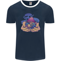 Magic Mushroom Hands Mycology Trippy Mens Ringer T-Shirt FotL Navy Blue/White