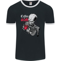 Coffee or Death Skull Mens Ringer T-Shirt FotL Black/White