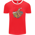 A Colourful Sloth on a Branch Mens Ringer T-Shirt FotL Red/White