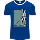 A Man Metal Detecting Detector Mens Ringer T-Shirt FotL Royal Blue/White
