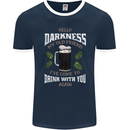 Hello Darkness My Old Friend Funny Guiness Mens Ringer T-Shirt FotL Navy Blue/White