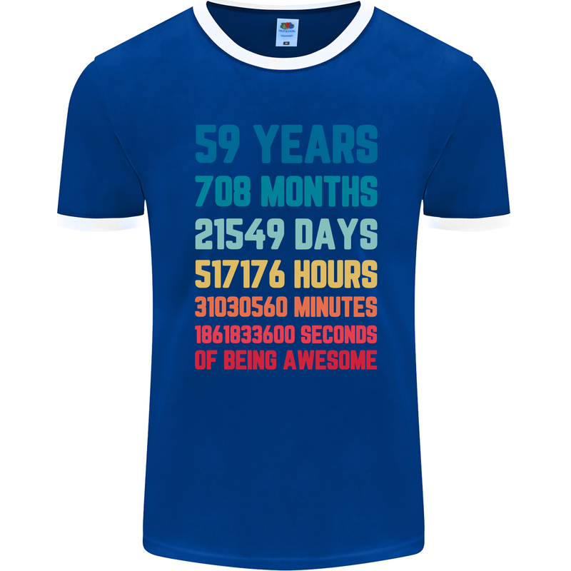 59th Birthday 59 Year Old Mens Ringer T-Shirt FotL Royal Blue/White