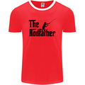 The Rodfather Funny Fishing Rod Father Mens Ringer T-Shirt FotL Red/White