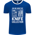 Chef Ask About My Knife Collection Funny Mens Ringer T-Shirt FotL Royal Blue/White