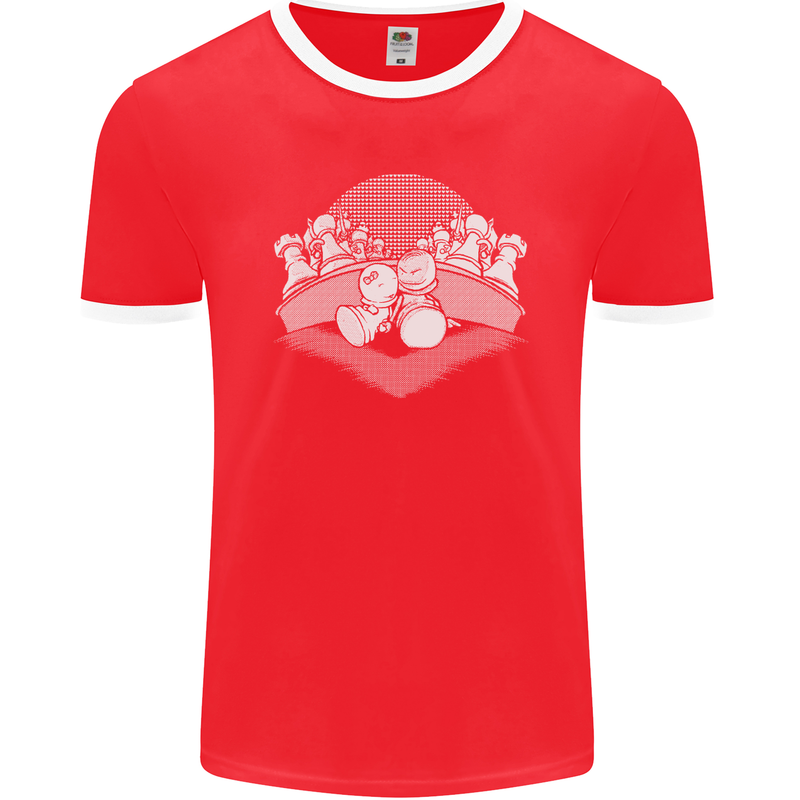 Chess Pieces Player Playing Mens Ringer T-Shirt FotL Red/White