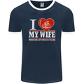 Cycling I Love My Wife Cyclist Funny Mens Ringer T-Shirt FotL Navy Blue/White