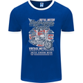 Motorcycle Legend Biker Union Jack British Mens Ringer T-Shirt FotL Royal Blue/White