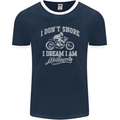 Dont Snore I Dream I'm a Motorcycle Biker Mens Ringer T-Shirt FotL Navy Blue/White