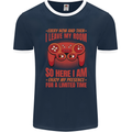 Every Now & Then I Leave My Room Gamer Mens Ringer T-Shirt FotL Navy Blue/White