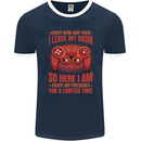 Every Now & Then I Leave My Room Gamer Mens Ringer T-Shirt FotL Navy Blue/White