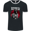 Samurai Fighter Skull MMA Mixed Martial Arts Mens Ringer T-Shirt FotL Black/White