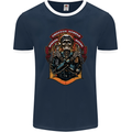 Motorbike Chopper Rebels Bikers Beers Mens Ringer T-Shirt FotL Navy Blue/White