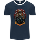 Motorbike Chopper Rebels Bikers Beers Mens Ringer T-Shirt FotL Navy Blue/White