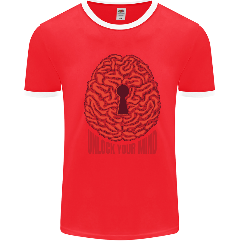 Unlock Your Mind Psychology Psychologist Mens Ringer T-Shirt Red/White