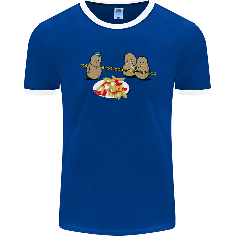 Potato Murder Funny Food BBQ Chef Mens Ringer T-Shirt FotL Royal Blue/White