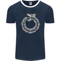 Dragon Symbol Fantasy Chinese Japanese Mens Ringer T-Shirt FotL Navy Blue/White