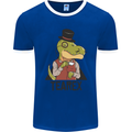 TeaRex Funny T-Rex Dinosaur Tea Drinker Mens Ringer T-Shirt FotL Royal Blue/White