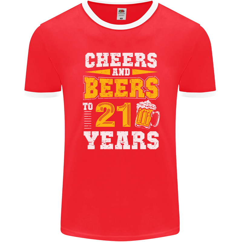 21st Birthday 21 Year Old Funny Alcohol Mens Ringer T-Shirt FotL Red/White