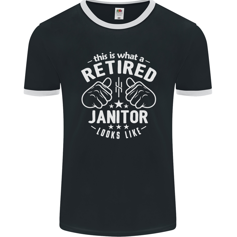 This Is What a Retired Janitor Looks Like Mens Ringer T-Shirt FotL Black/White