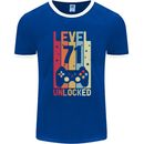 71st Birthday 71 Year Old Level Up Gamming Mens Ringer T-Shirt FotL Royal Blue/White