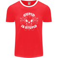 Cupid Is Stupid Funny Anti Valentines Day Mens Ringer T-Shirt FotL Red/White