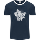 Biker Prayer Biker Motorcycle Motorbike Mens Ringer T-Shirt FotL Navy Blue/White