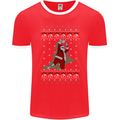 Basketball Santa Player Christmas Funny Mens Ringer T-Shirt FotL Red/White