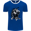Chilled Out Chimp Chimpanzee Monkey Mens Ringer T-Shirt FotL Royal Blue/White