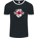 Canadian Flag Ripped Torn Gym Canada Day Mens Ringer T-Shirt FotL Black/White