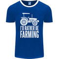 Id Rather Be Farmer Farming Tractor Mens Ringer T-Shirt FotL Royal Blue/White