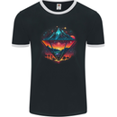 Futuristic Abstract Space Diamond Alien Mens Ringer T-Shirt FotL Black/White