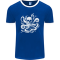 A Cthulhu Kraken Octopus Mythology Mens Ringer T-Shirt FotL Royal Blue/White
