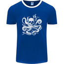 A Cthulhu Kraken Octopus Mythology Mens Ringer T-Shirt FotL Royal Blue/White